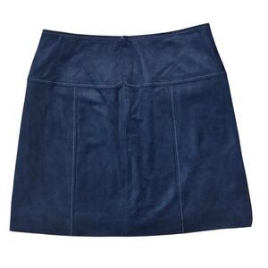 BCBG MAXAZRIA WOMEN'S SIZE SMALL FAUX BLUE SUEDE MINI SKIRT